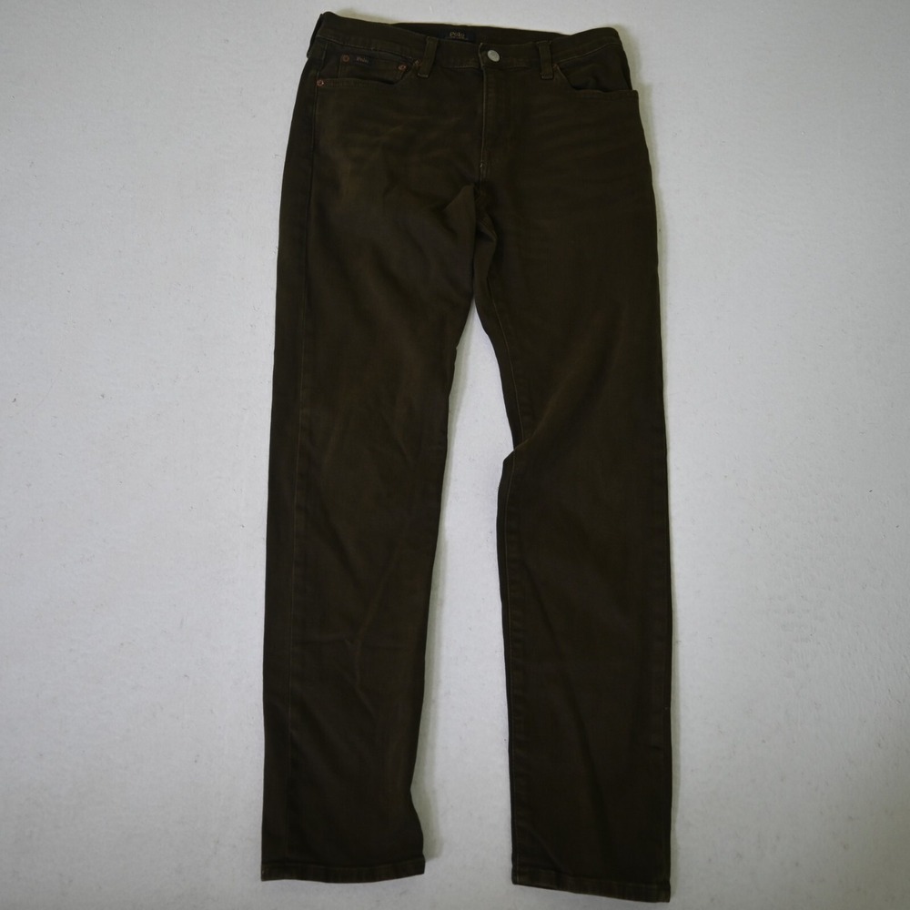 Polo Ralph Lauren Boys 18 28x30‎ Olive Dark Green Stretch Denim Mens Slim Jeans
